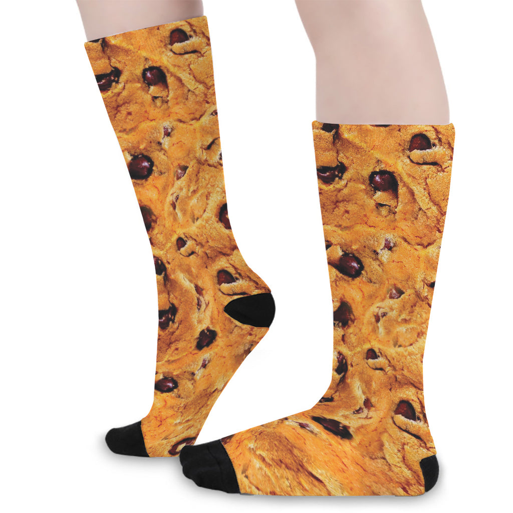 Chocolate Chip Cookie Print Long Socks