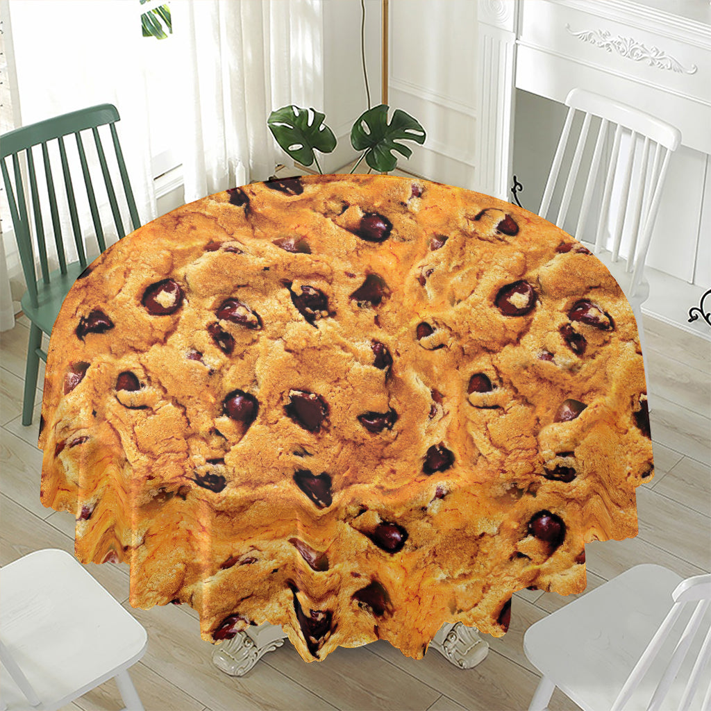 Chocolate Chip Cookie Print Waterproof Round Tablecloth