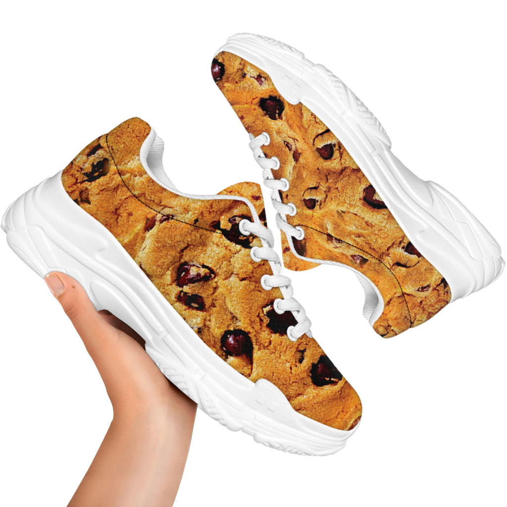 Chocolate Chip Cookie Print White Chunky Shoes