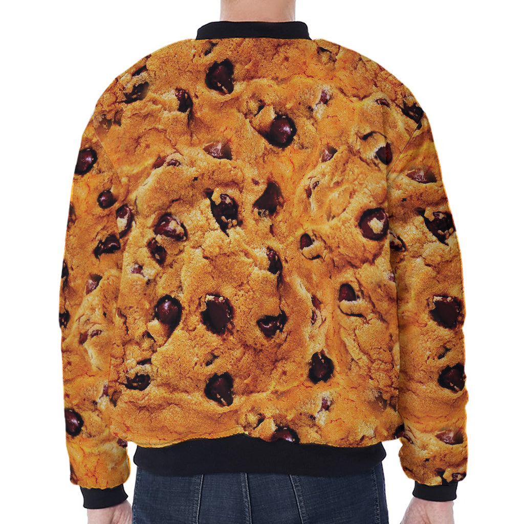 Chocolate Chip Cookie Print Zip Sleeve Bomber Jacket