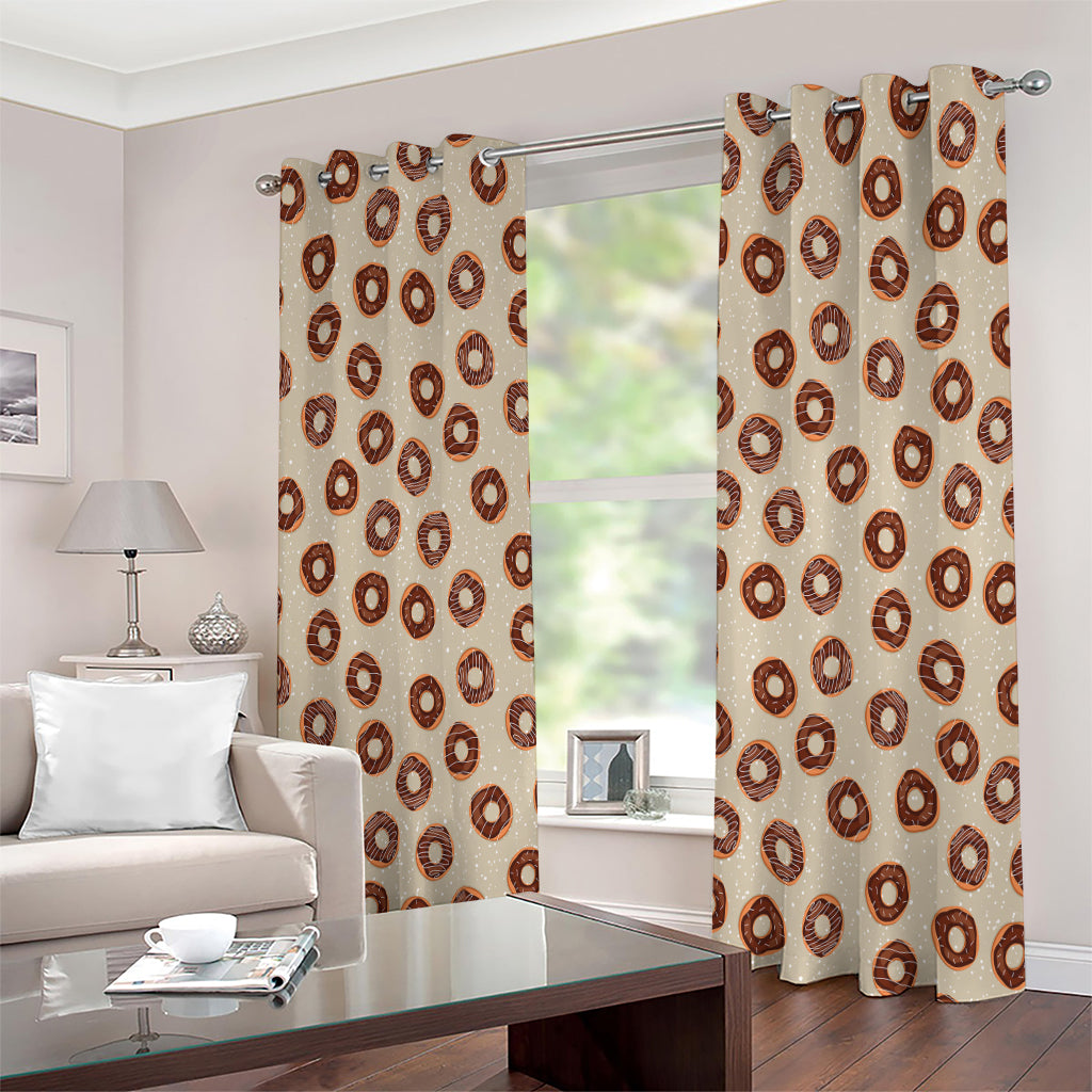 Chocolate Donuts Pattern Print Extra Wide Grommet Curtains