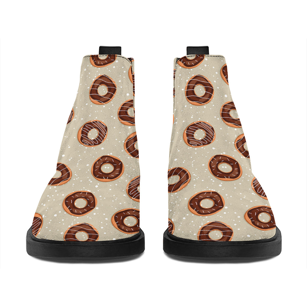 Chocolate Donuts Pattern Print Flat Ankle Boots