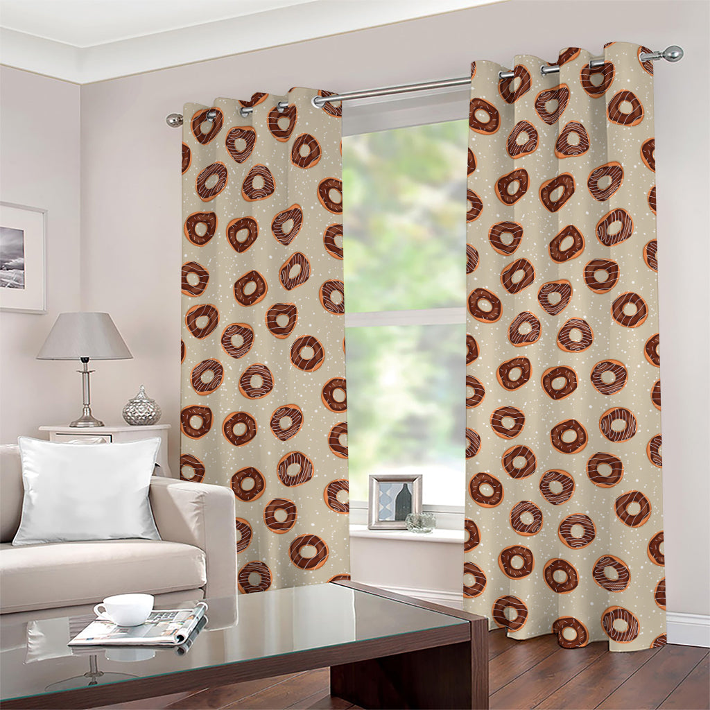 Chocolate Donuts Pattern Print Grommet Curtains