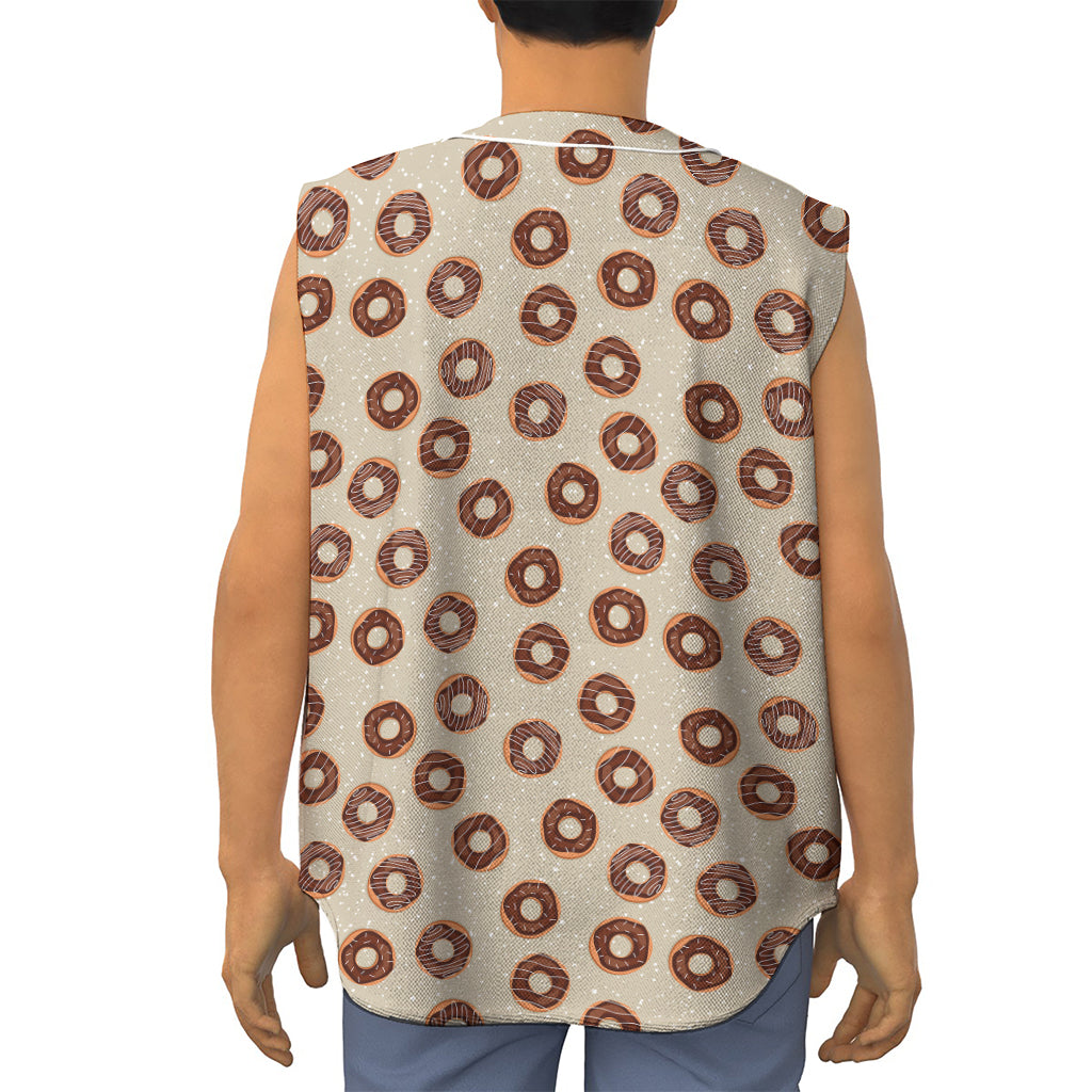 Chocolate Donuts Pattern Print Sleeveless Baseball Jersey