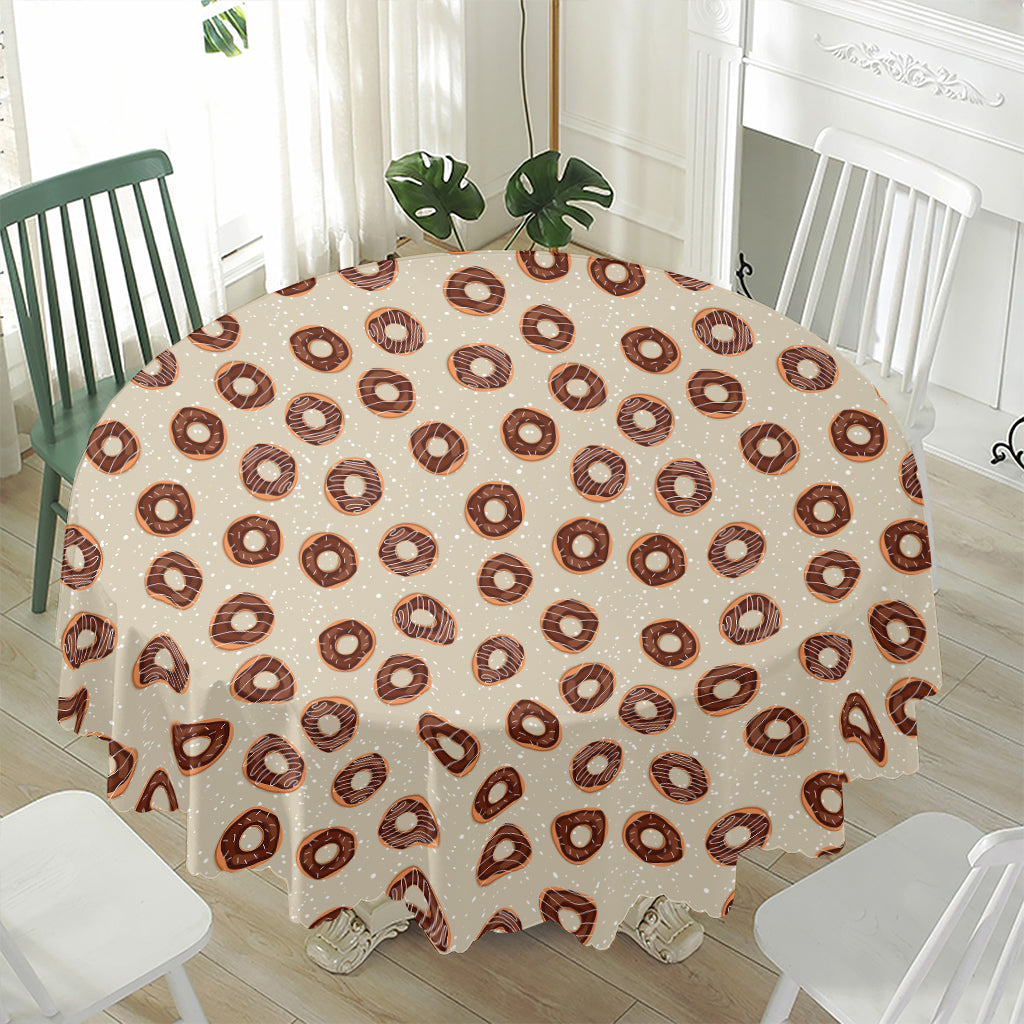 Chocolate Donuts Pattern Print Waterproof Round Tablecloth