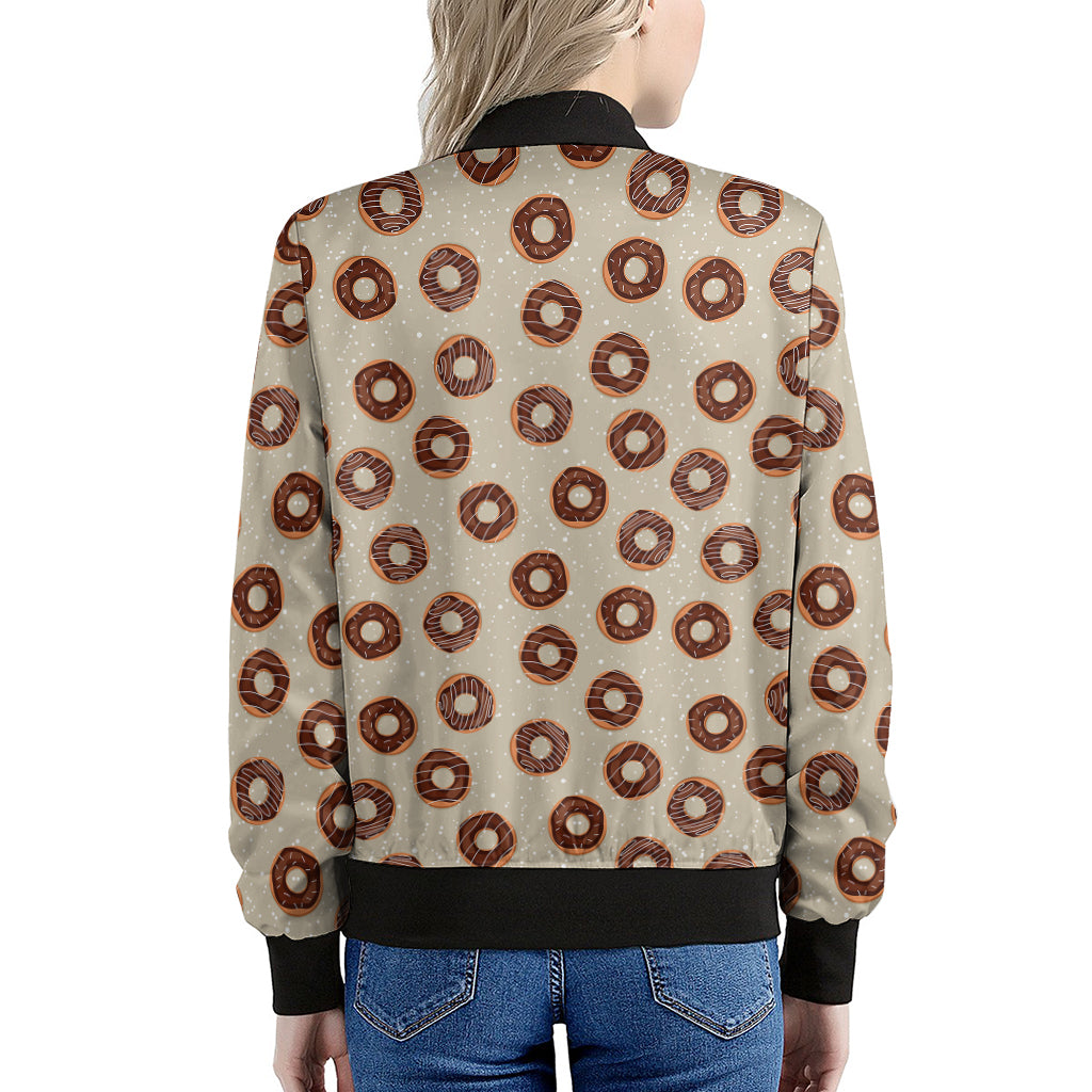 Chocolate Donuts Pattern Print Women's Bomber Jacket