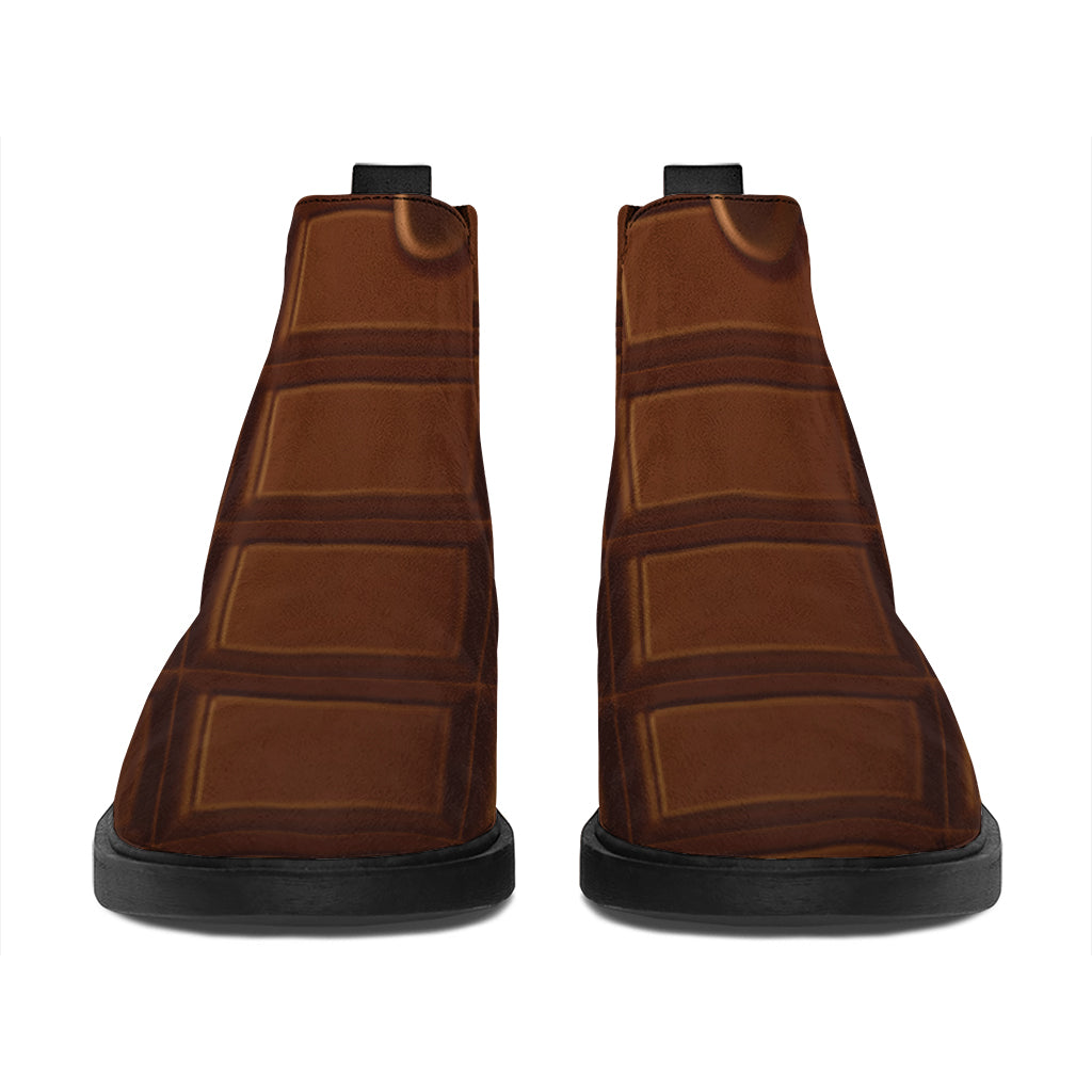 Chocolate Print Flat Ankle Boots