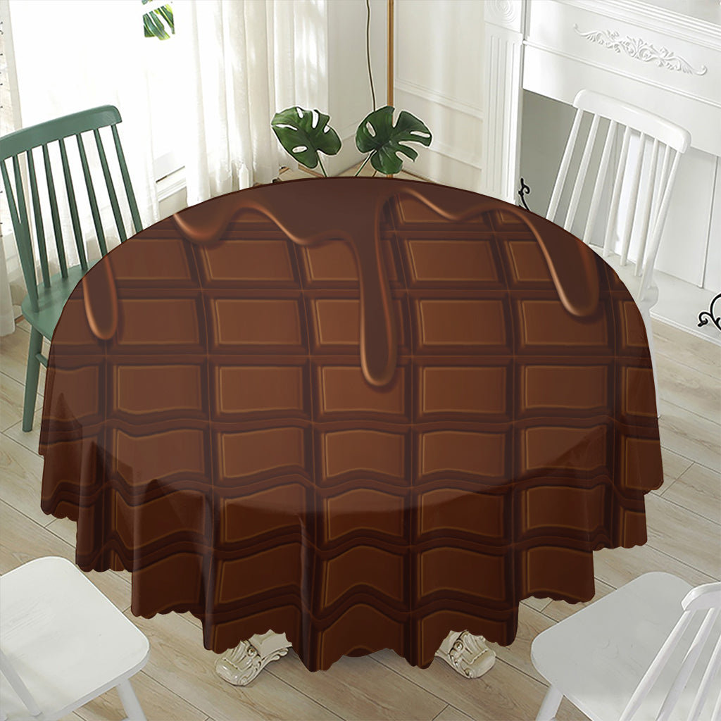 Chocolate Print Waterproof Round Tablecloth