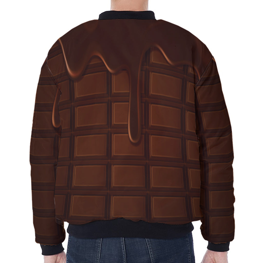 Chocolate Print Zip Sleeve Bomber Jacket