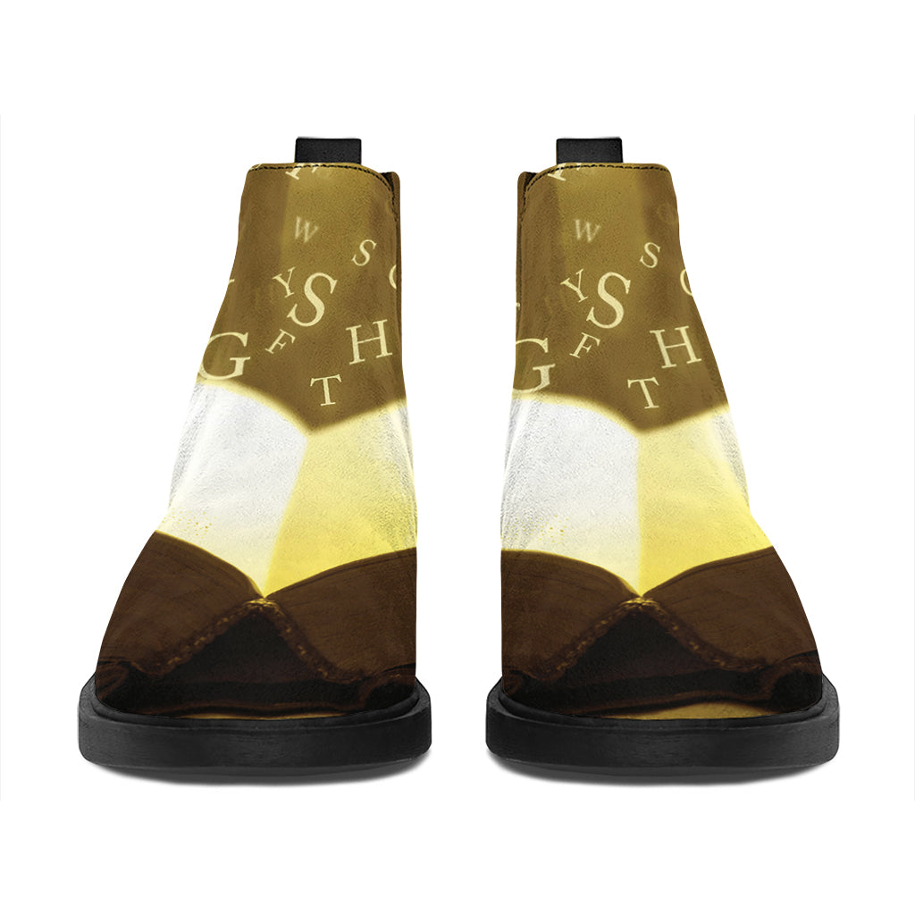 Christian Holy Bible Print Flat Ankle Boots
