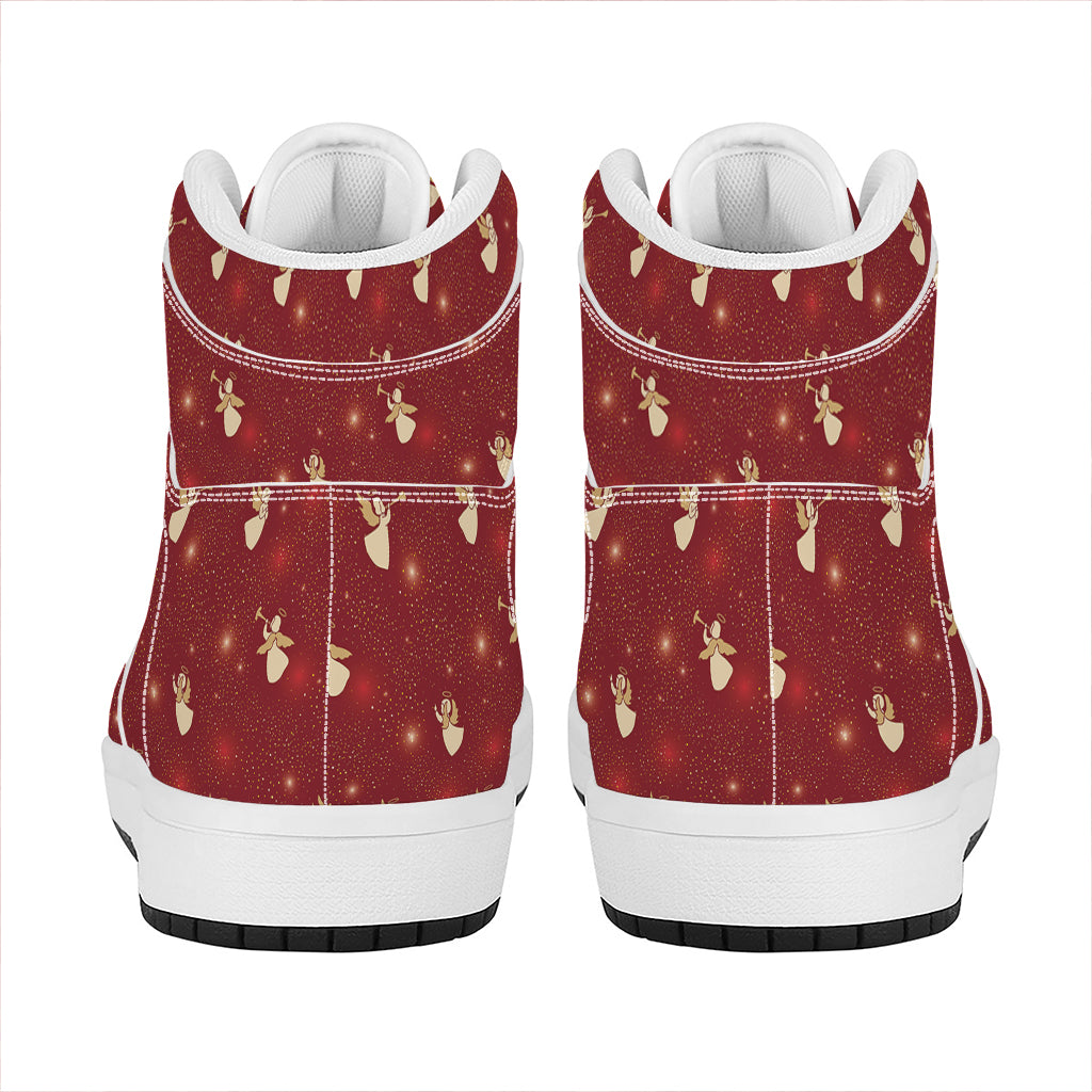 Christmas Angel Pattern Print High Top Leather Sneakers
