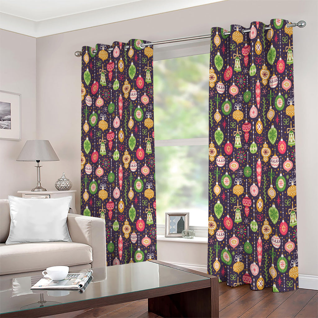 Christmas Baubles Pattern Print Extra Wide Grommet Curtains