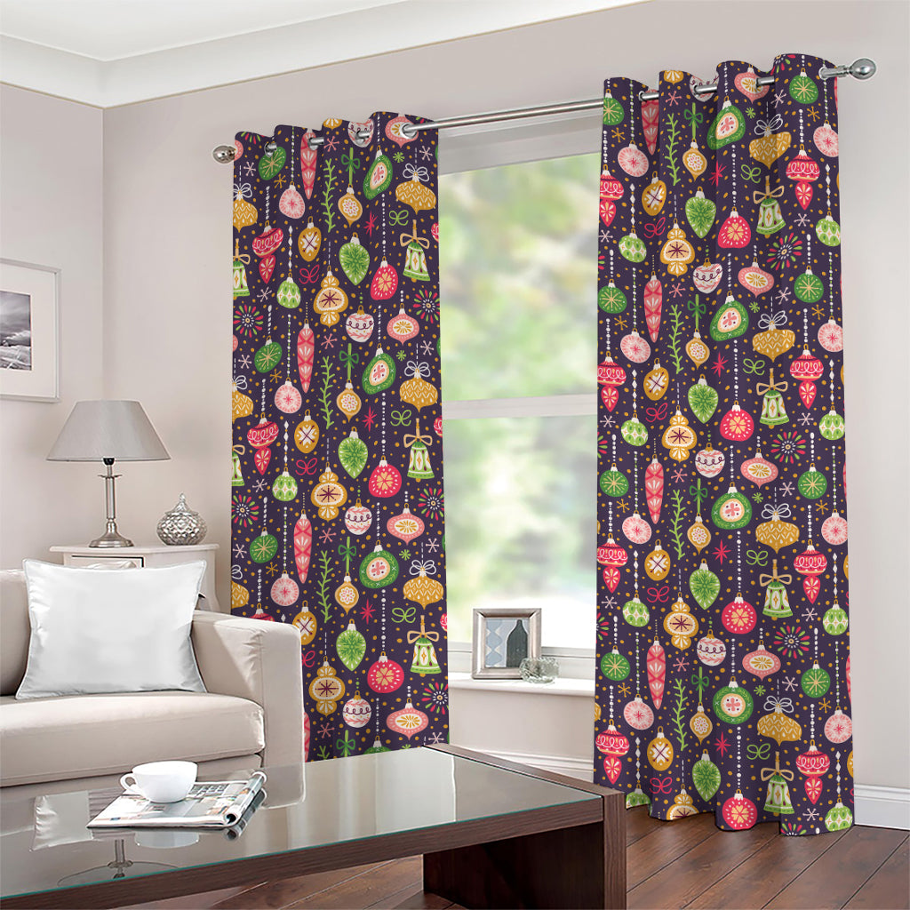 Christmas Baubles Pattern Print Grommet Curtains