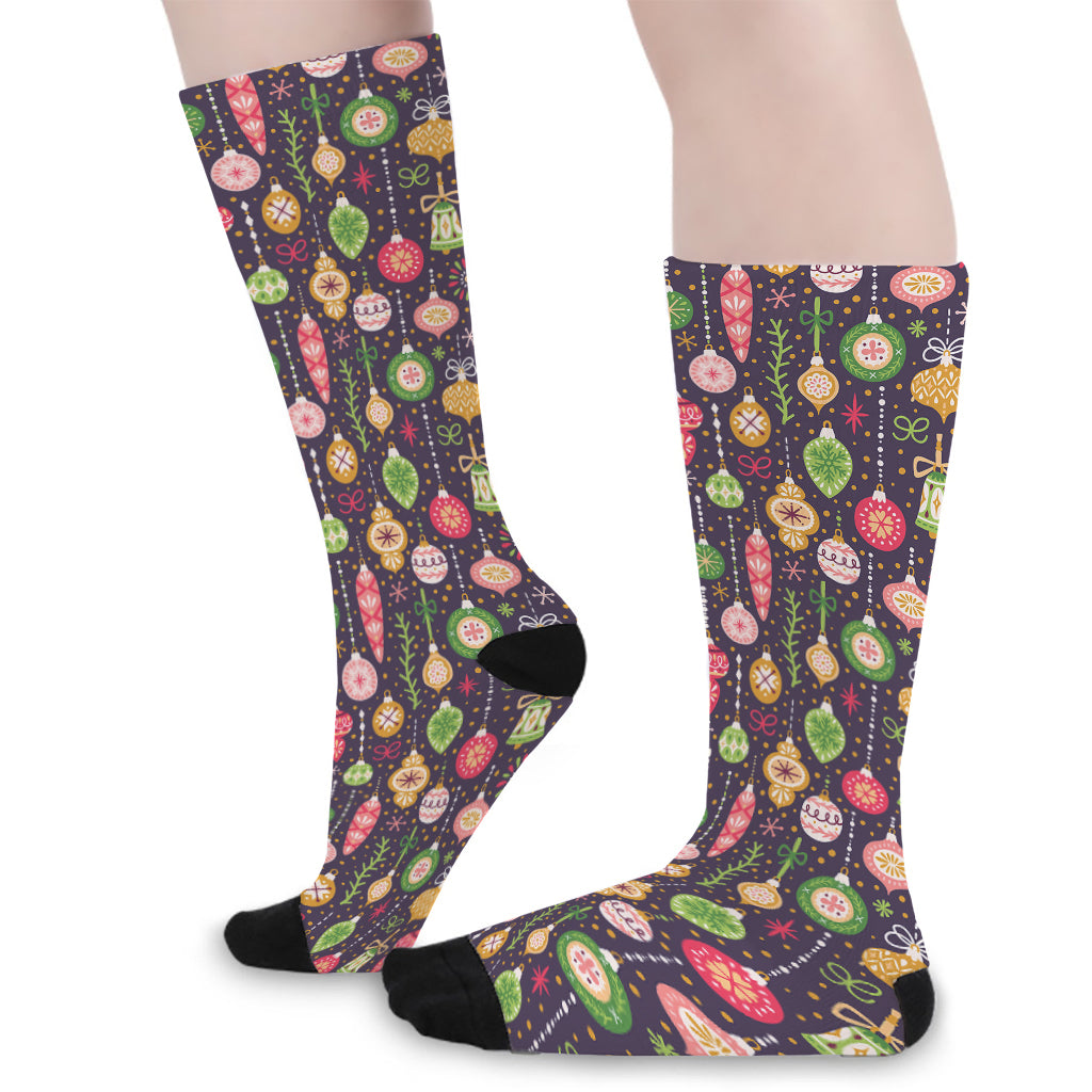 Christmas Baubles Pattern Print Long Socks