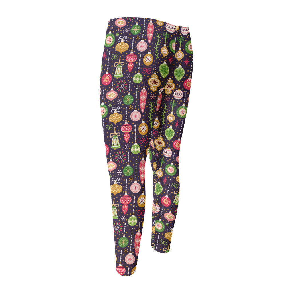 Christmas Baubles Pattern Print Men's Compression Pants