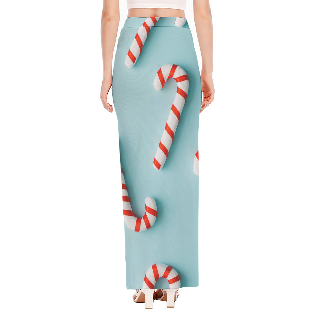 Christmas Candy Candies Pattern Print High Slit Maxi Skirt