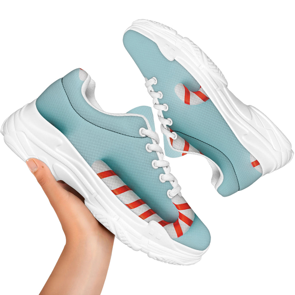 Christmas Candy Candies Pattern Print White Chunky Shoes
