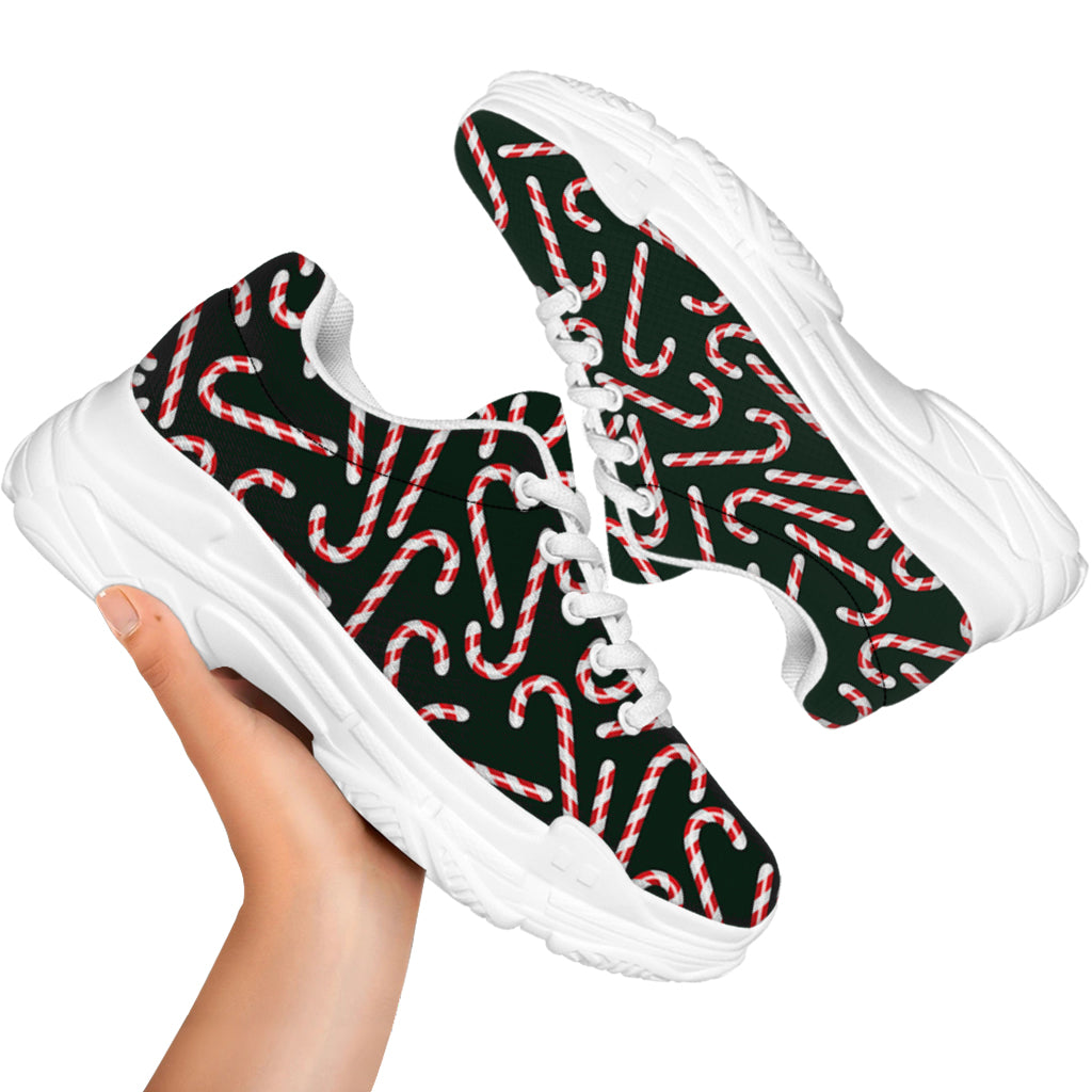 Christmas Candy Cane Pattern Print White Chunky Shoes