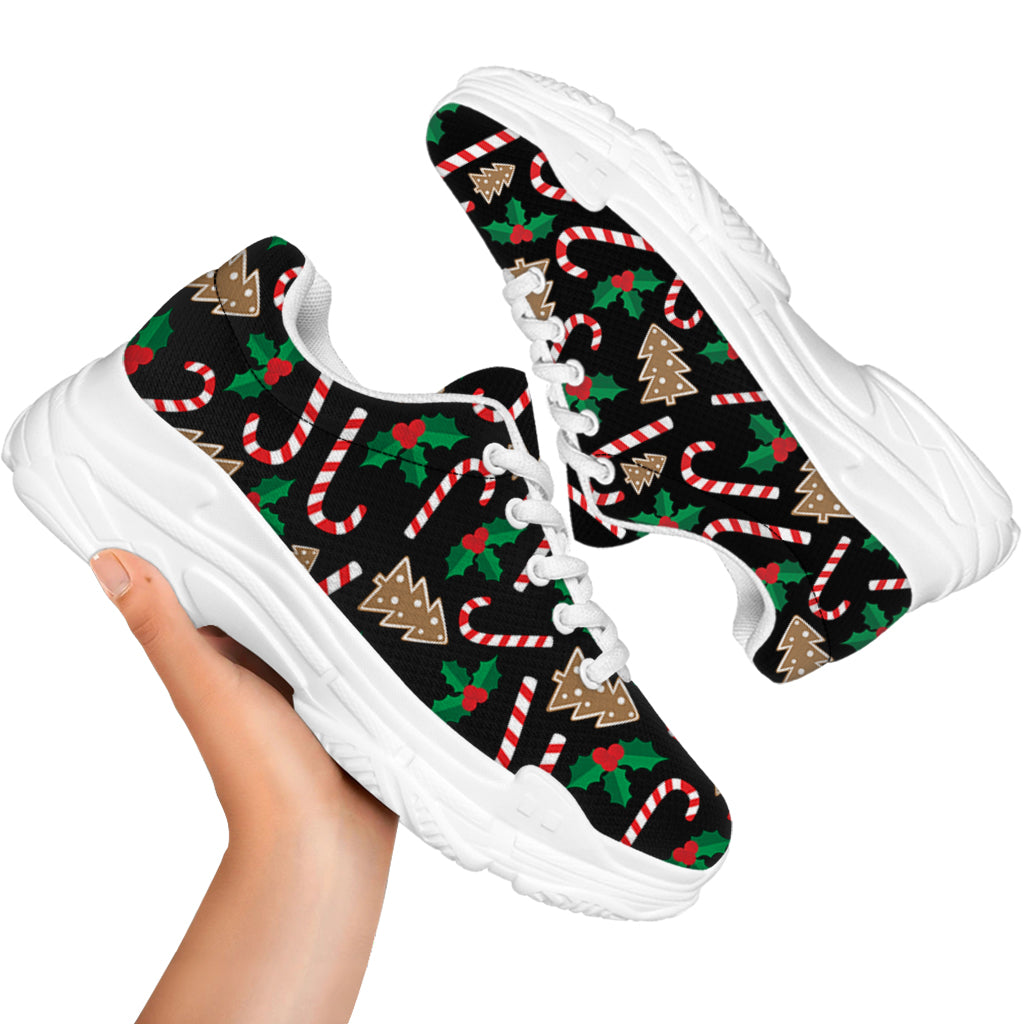 Christmas Cookie And Candy Pattern Print White Chunky Shoes