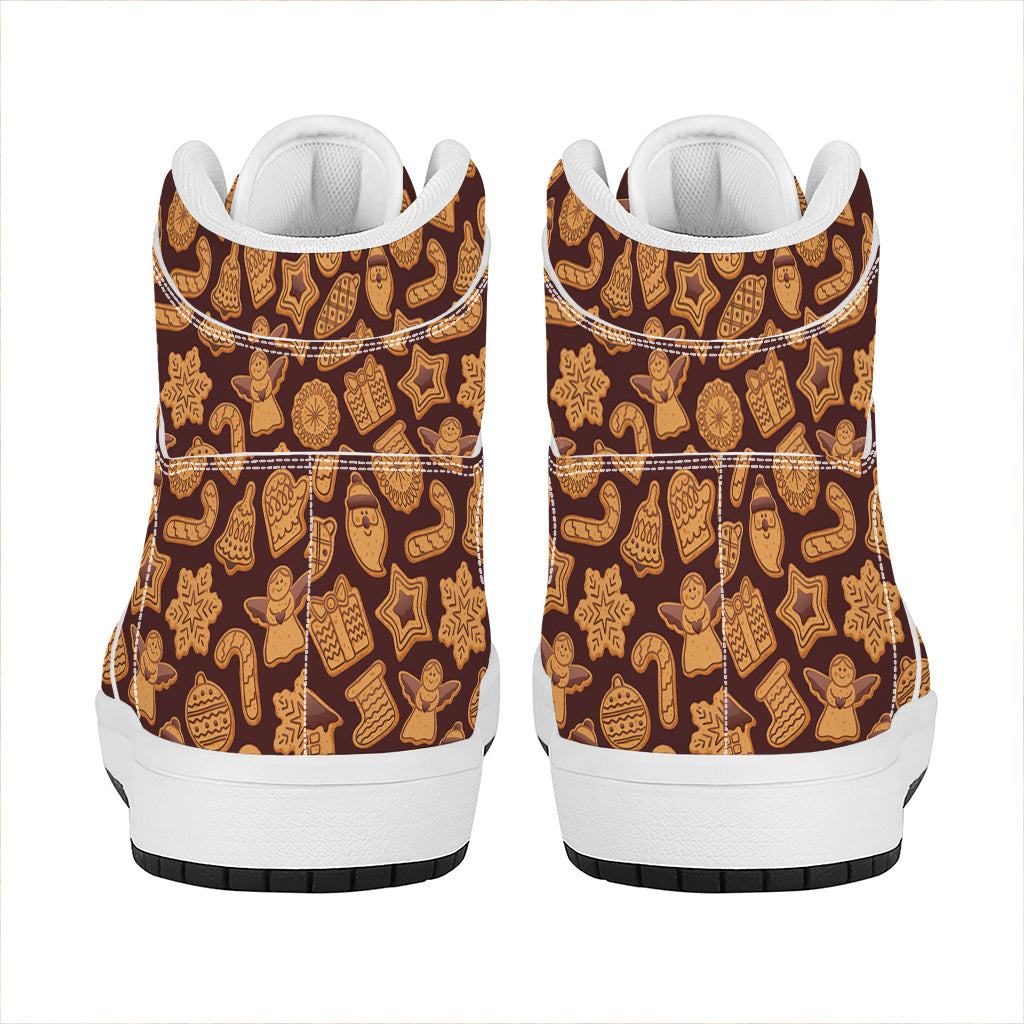 Christmas Cookies Pattern Print High Top Leather Sneakers