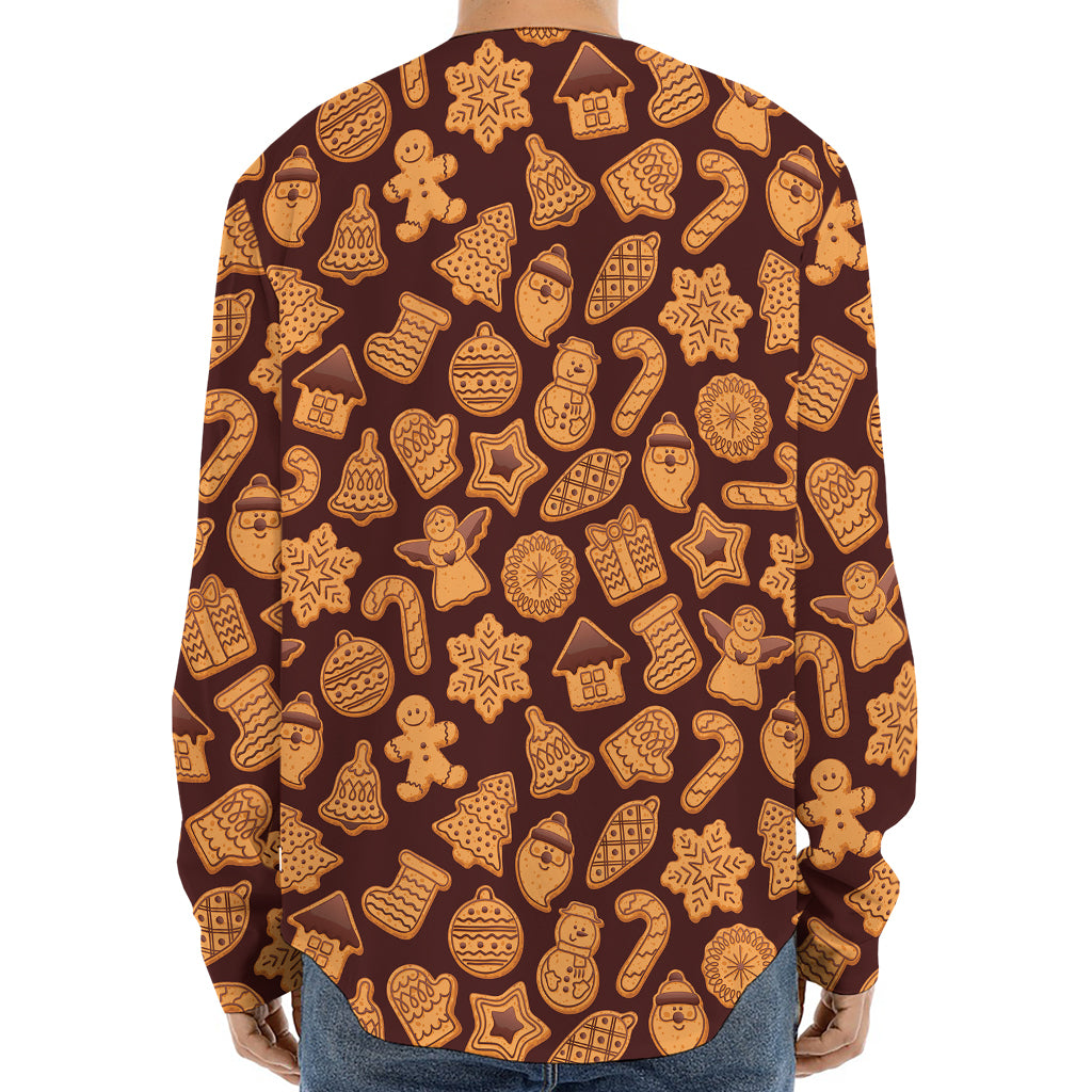 Christmas Cookies Pattern Print Long Sleeve Baseball Jersey