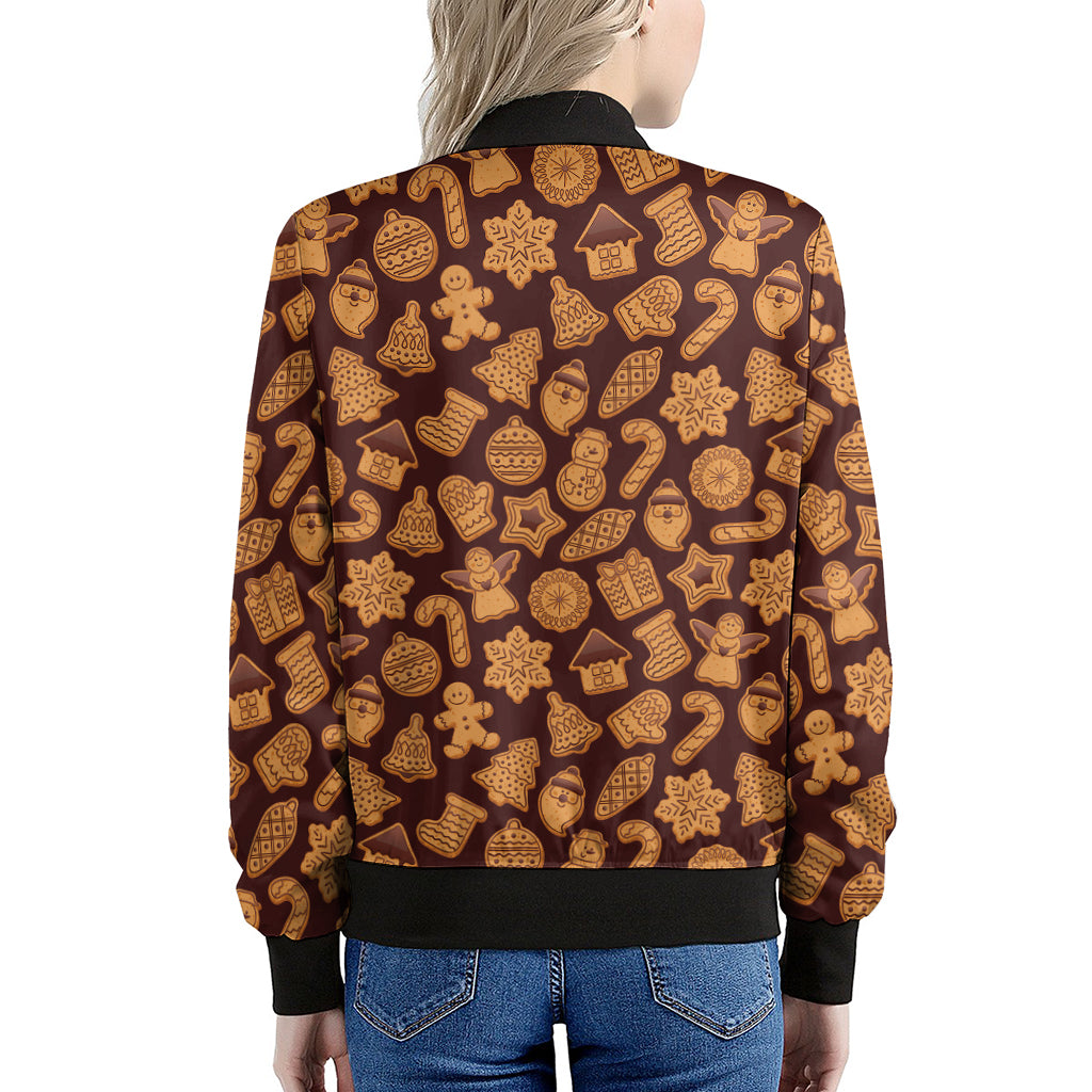 Christmas Cookies Pattern Print Women's Bomber Jacket
