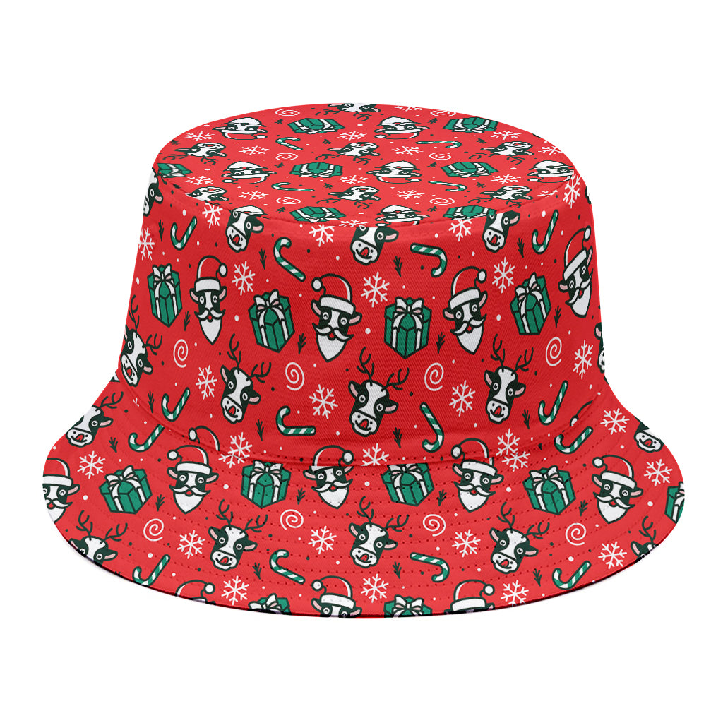 Christmas Cow Pattern Print Bucket Hat