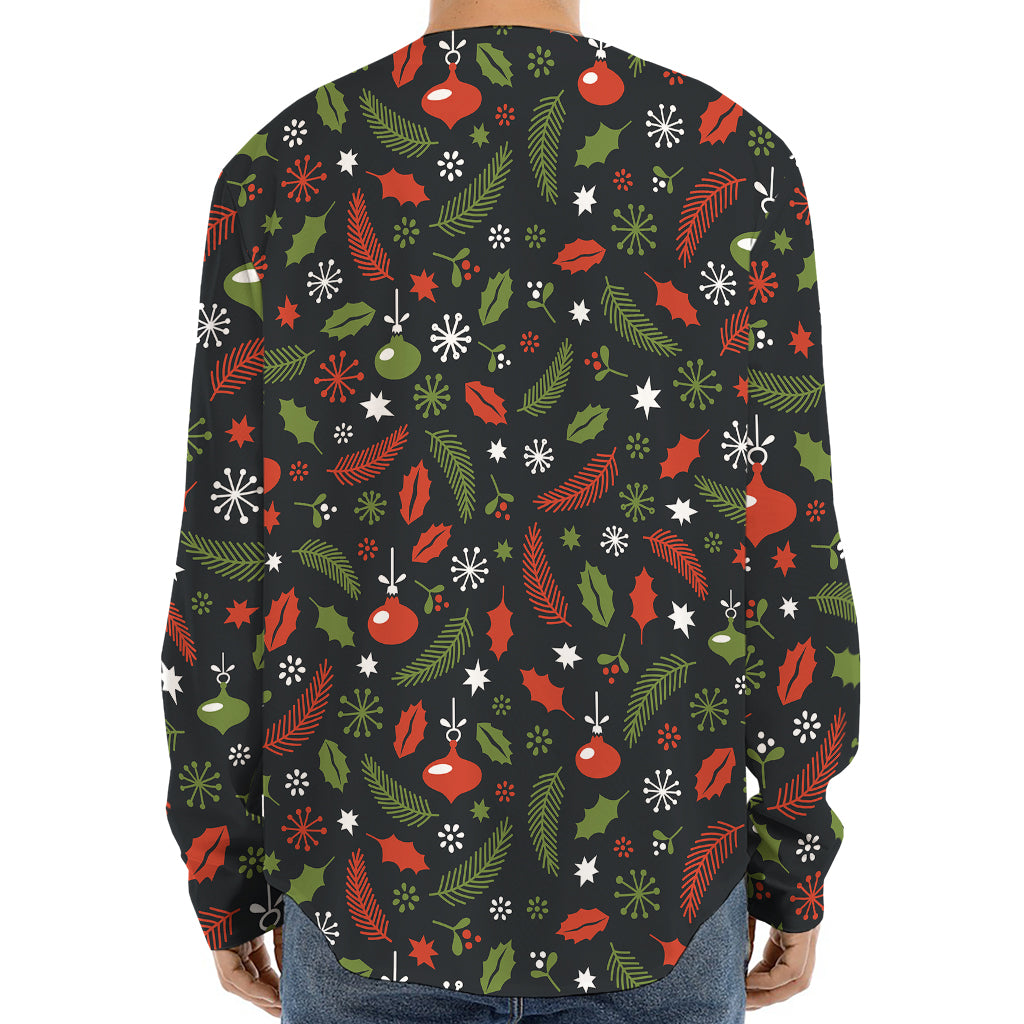 Christmas Decorations Pattern Print Long Sleeve Baseball Jersey