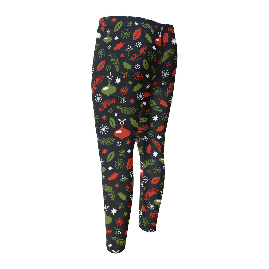 Christmas Decorations Pattern Print Men's Compression Pants