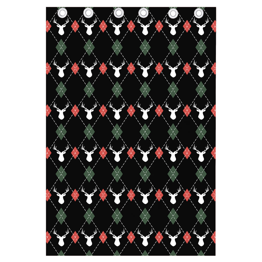 Christmas Deer Argyle Pattern Print Curtain