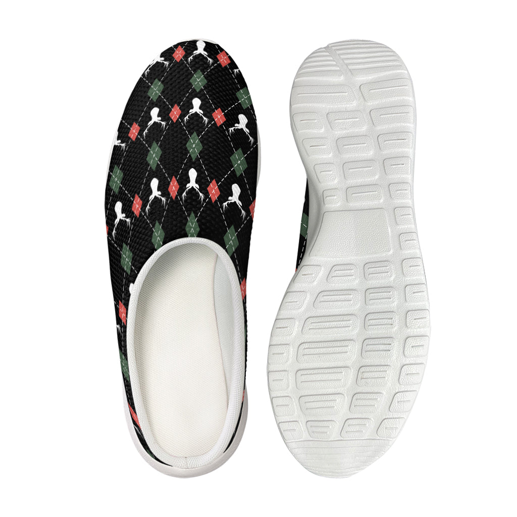 Christmas Deer Argyle Pattern Print Mesh Casual Shoes