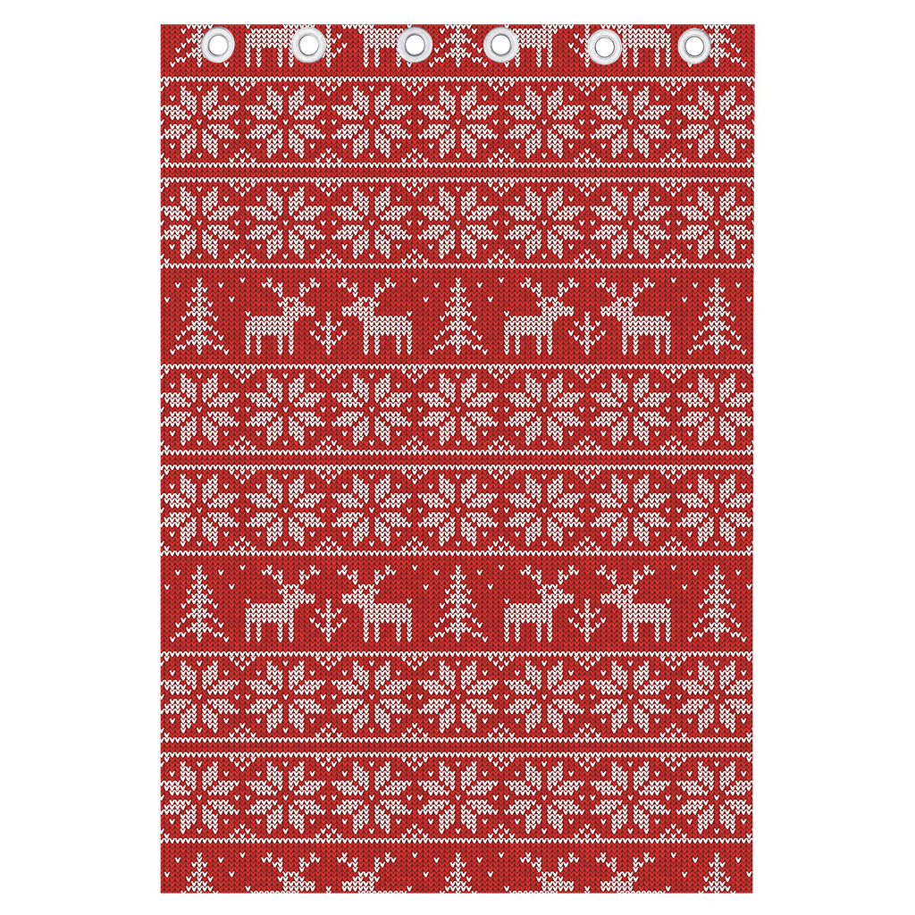 Christmas Deer Knitted Pattern Print Curtain