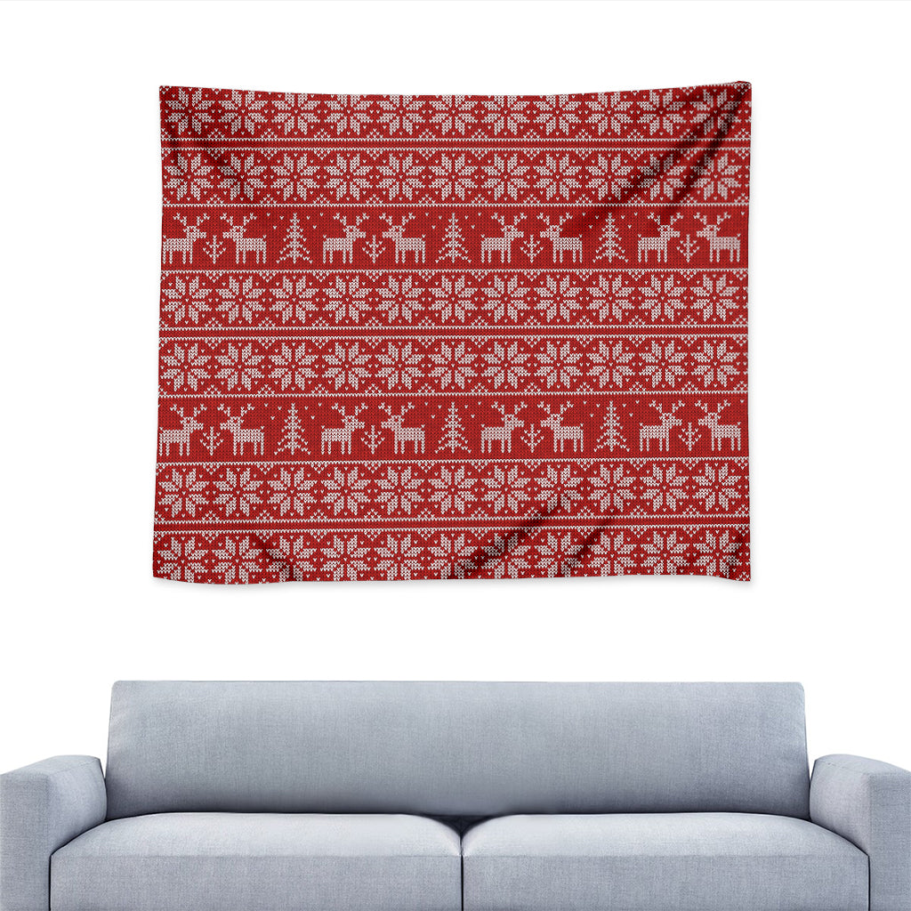 Christmas Deer Knitted Pattern Print Tapestry