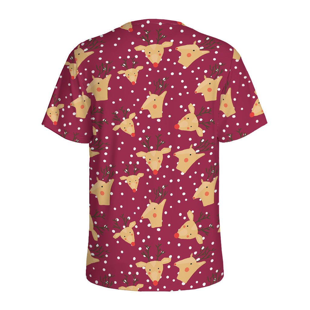 Christmas Deer Pattern Print Men's Sports T-Shirt