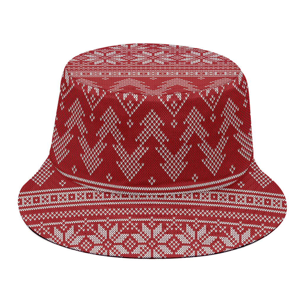 Christmas Festive Knitted Pattern Print Bucket Hat