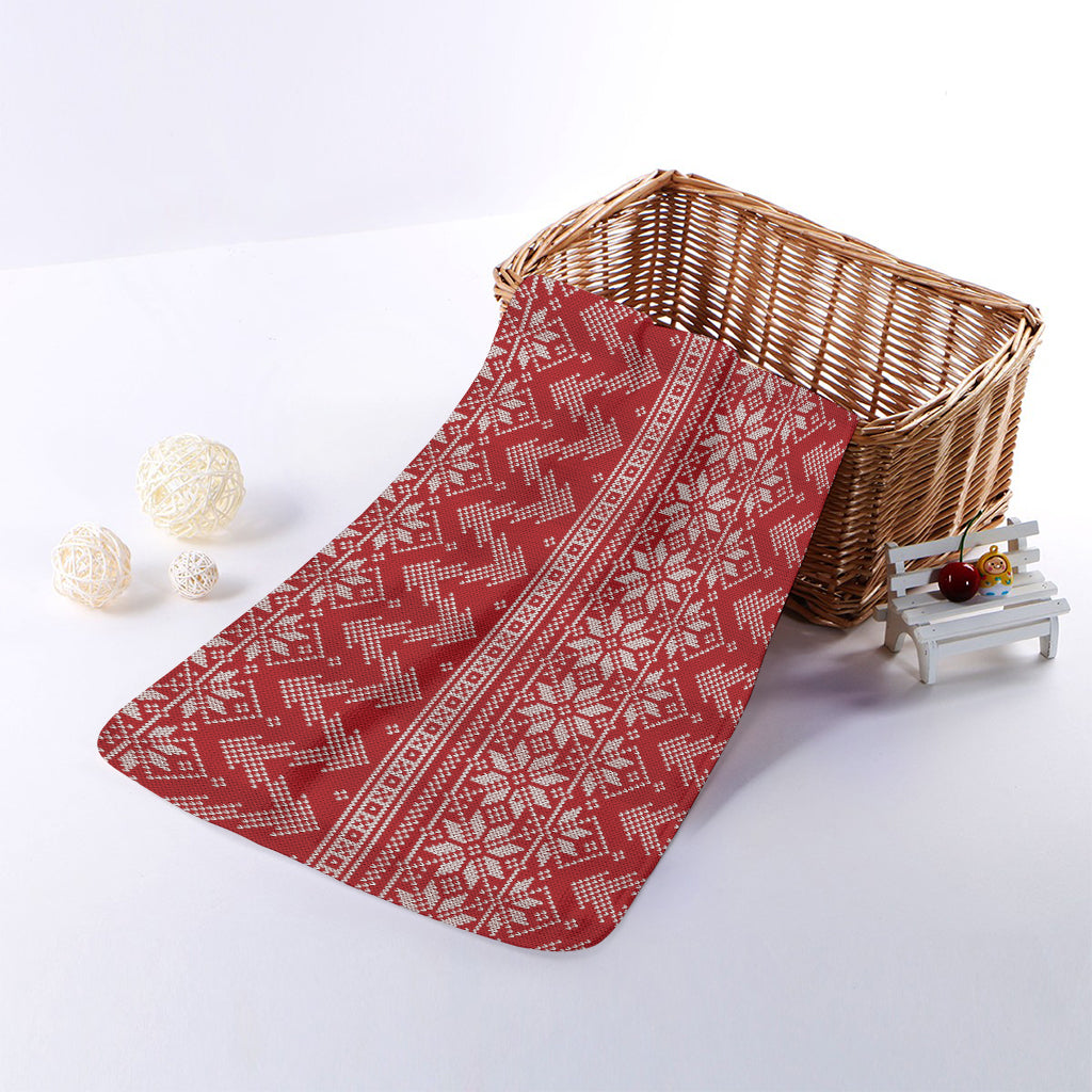 Christmas Festive Knitted Pattern Print Towel