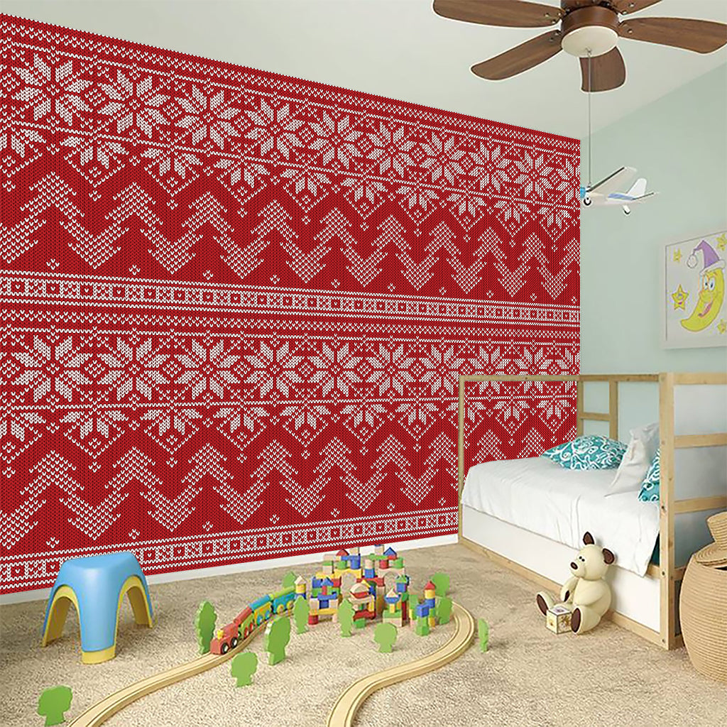 Christmas Festive Knitted Pattern Print Wall Sticker