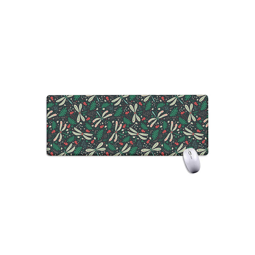 Christmas Floral Dragonfly Pattern Print Extended Mouse Pad