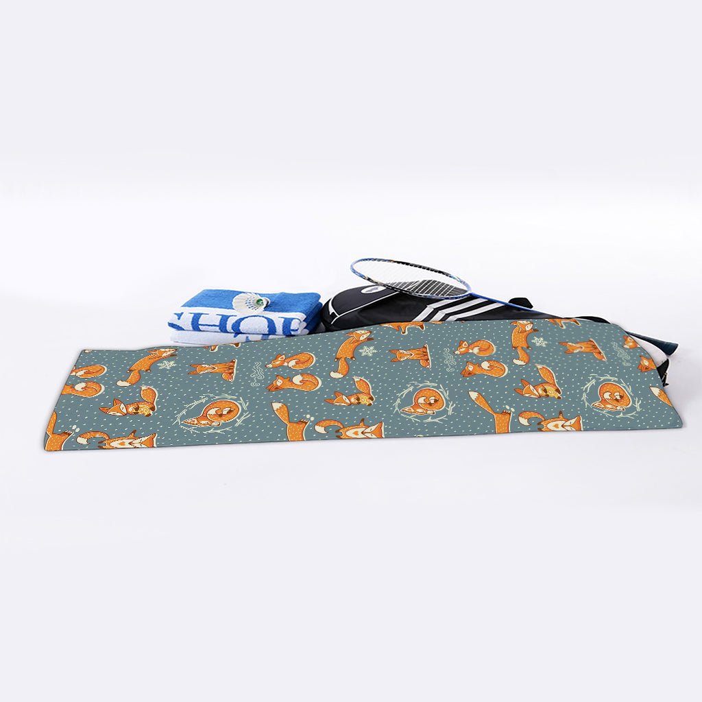 Christmas Fox Pattern Print Sports Towel