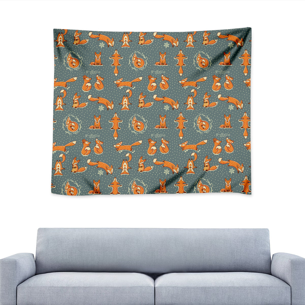 Christmas Fox Pattern Print Tapestry