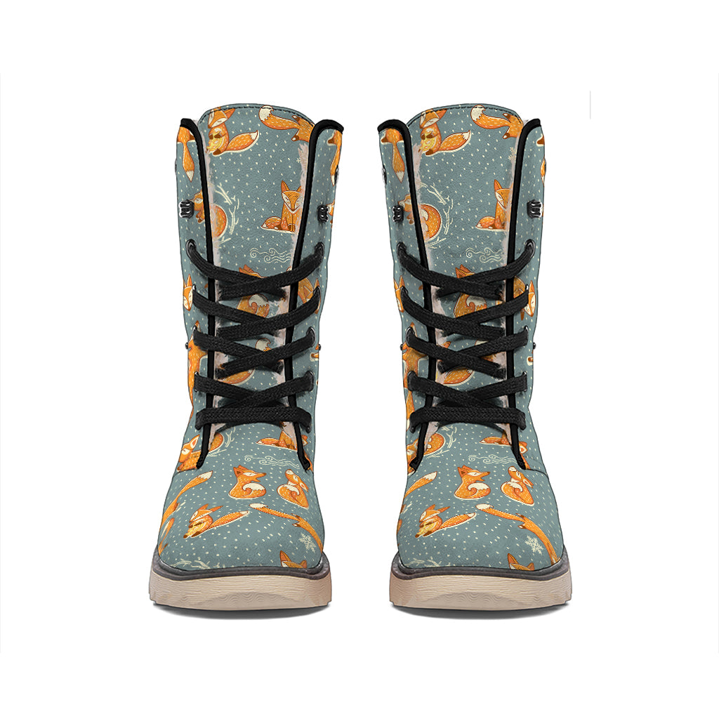 Christmas Fox Pattern Print Winter Boots
