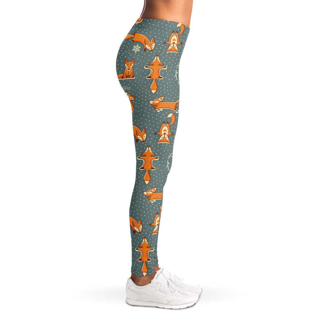 Christmas Fox Pattern Print Women's Leggings