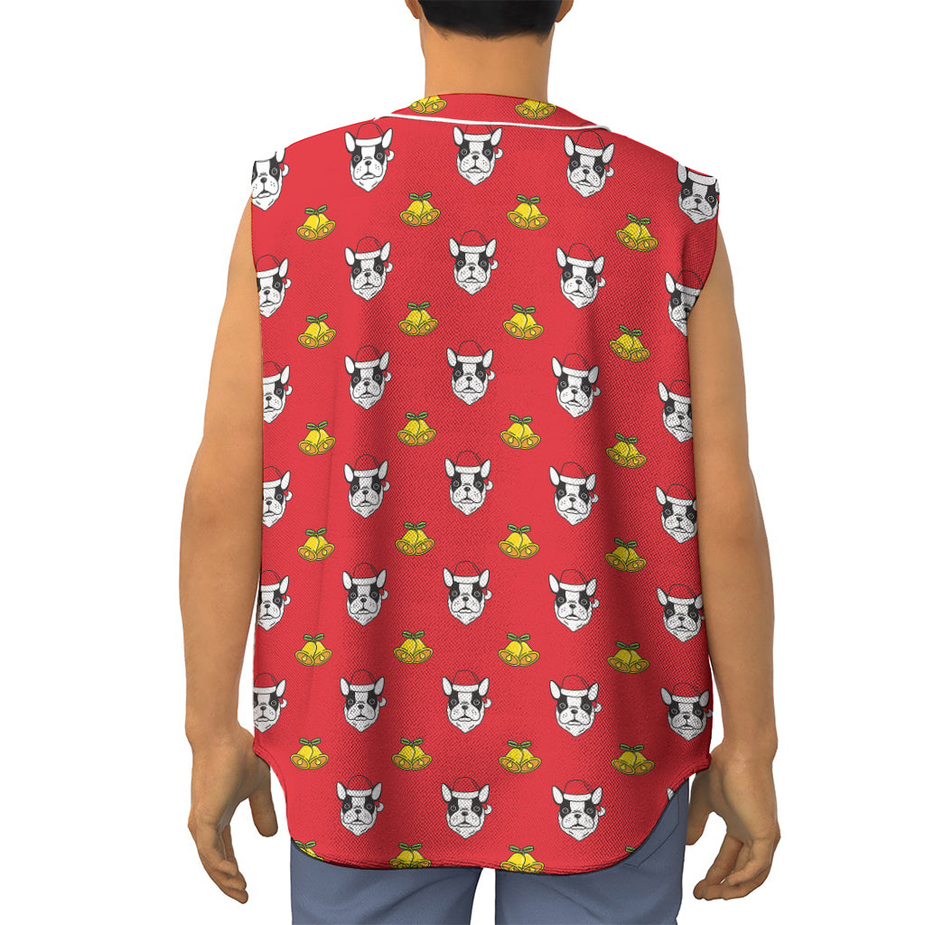 Christmas French Bulldog Santa Print Sleeveless Baseball Jersey