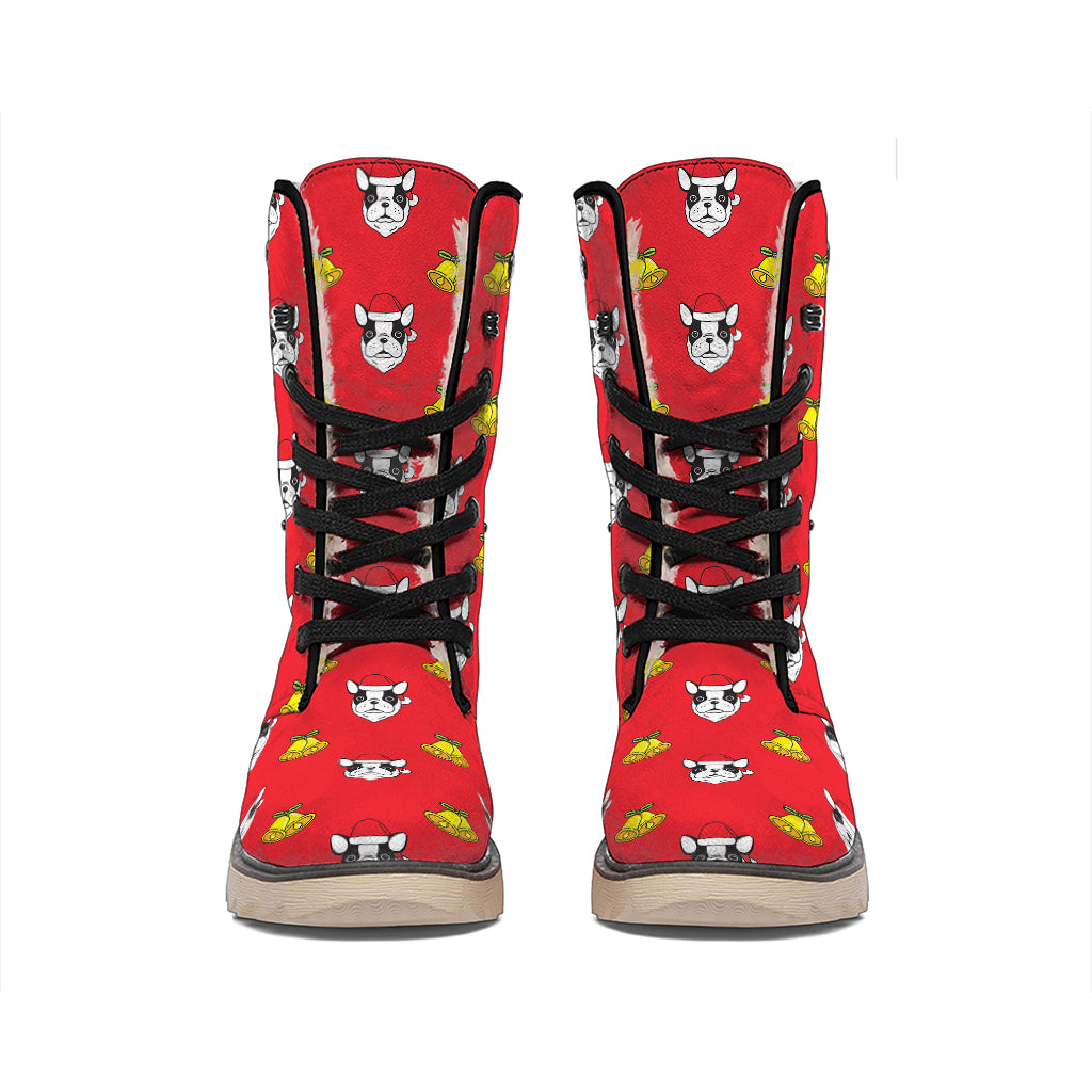 Christmas French Bulldog Santa Print Winter Boots