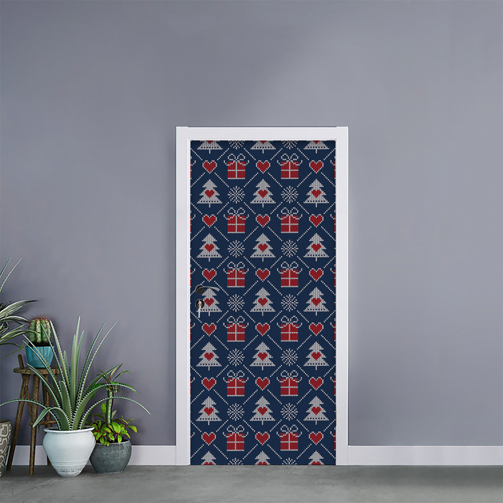 Christmas Gift Knitted Pattern Print Door Sticker