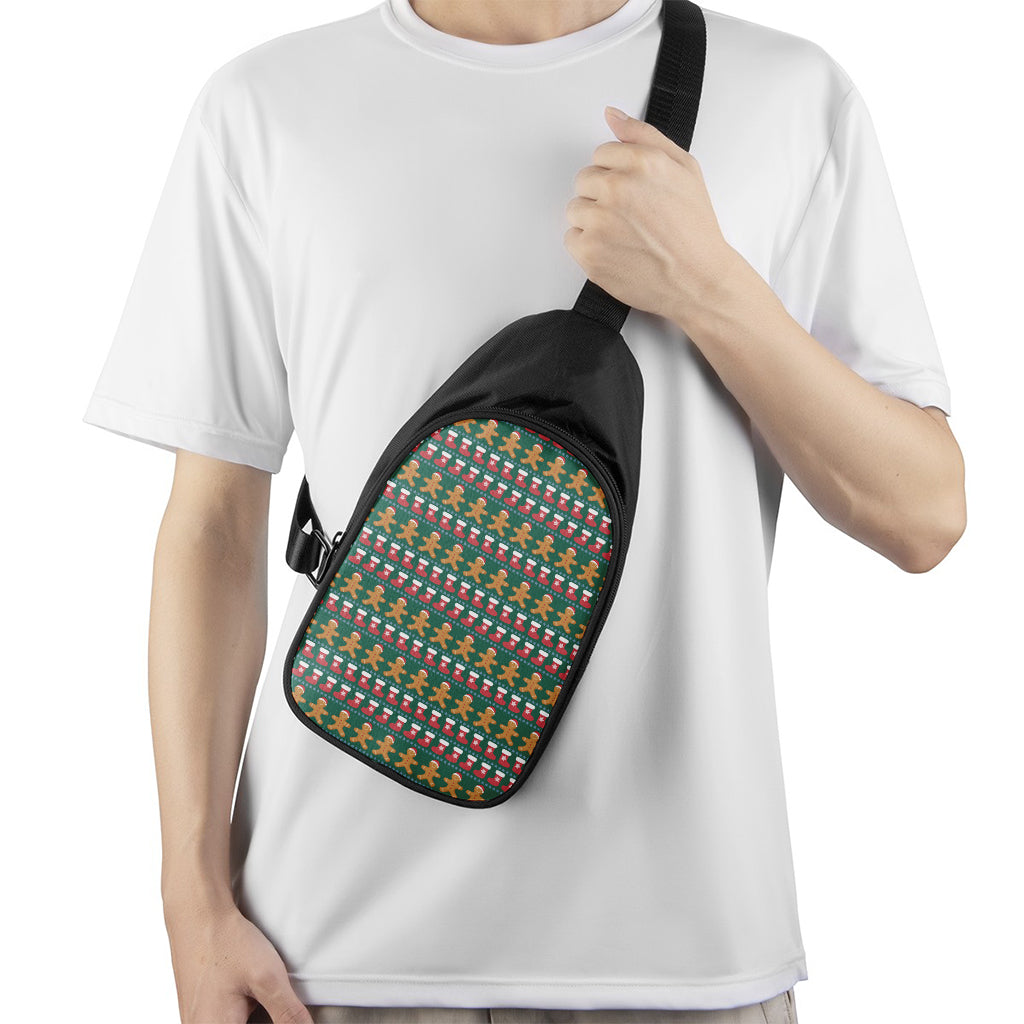 Christmas Gingerbread Man Pattern Print Chest Bag