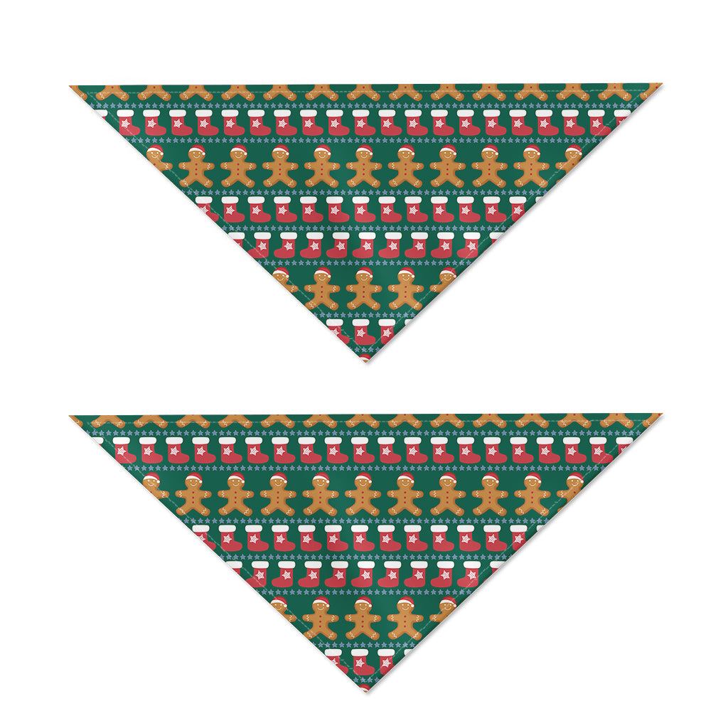Christmas Gingerbread Man Pattern Print Dog Bandana