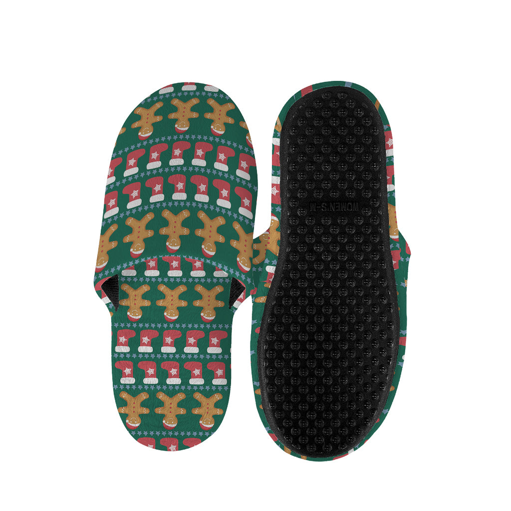 Christmas Gingerbread Man Pattern Print Slippers