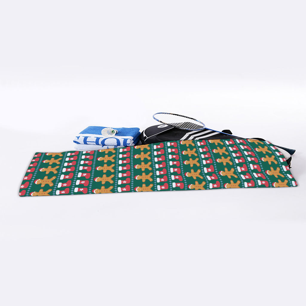 Christmas Gingerbread Man Pattern Print Sports Towel