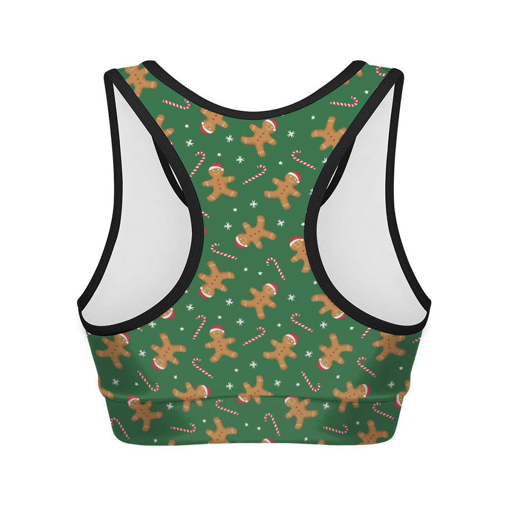 Christmas Gingerbread Pattern Print Women's Sports Bra